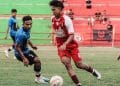 Pemain Persijap Jepara di saat melakoni laga uji coba untuk mempersiapkan tim di kompetisi Liga 2.