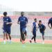 Pemain Persipa Pati melakukan sesi official training di Stadion Gelora Joko Samudro Gresik.