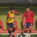 Para pemian Safin Pati FC siap bertanding menghadapi Hati Beriman FC.