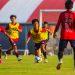 Para pemain Safin Pati FC berlatih jelang laga melawan Persipur Purwodadi di Piala Soeratin U-17 Jawa Tengah.