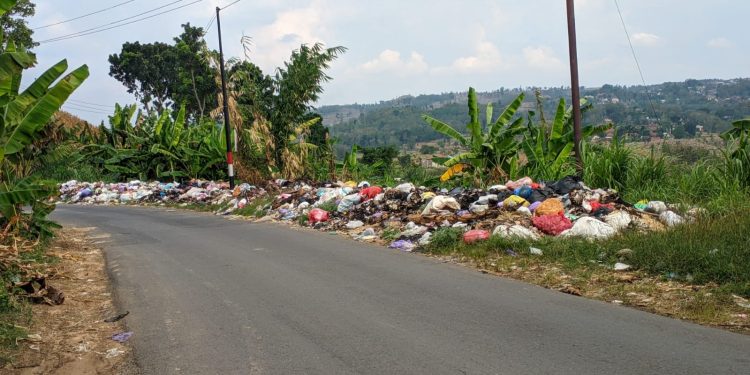 Sampah berserakan di pinggir jalan di wilayah Kabupaten Pati.