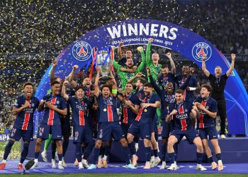 PSG merayakan suskes juara Liga Champions usai menaklukan Inter Milan 5 - 0. (IG PSG)