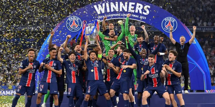 PSG merayakan suskes juara Liga Champions usai menaklukan Inter Milan 5 - 0. (IG PSG)