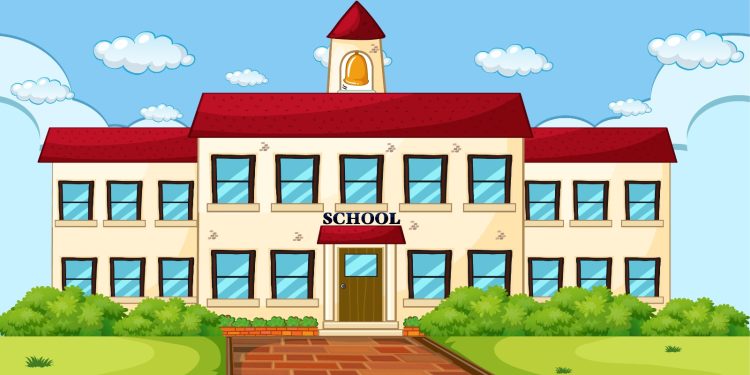 Ilustrasi gedung sekolah.