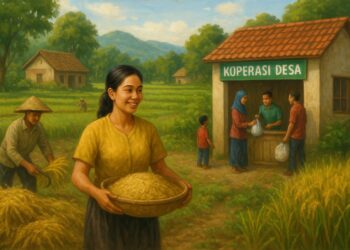 Ilustrasi perekonomian bersama koperasi desa.