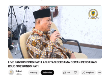 Tangkapan layar live streaming rapat pansus hak angket di youtube Sekretariat DPRD Pati.