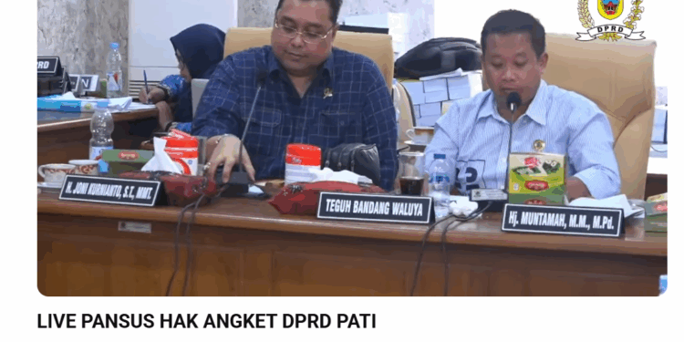 Tangkapan layar siaran langsung rapat pansus hak angket DPRD Pati.